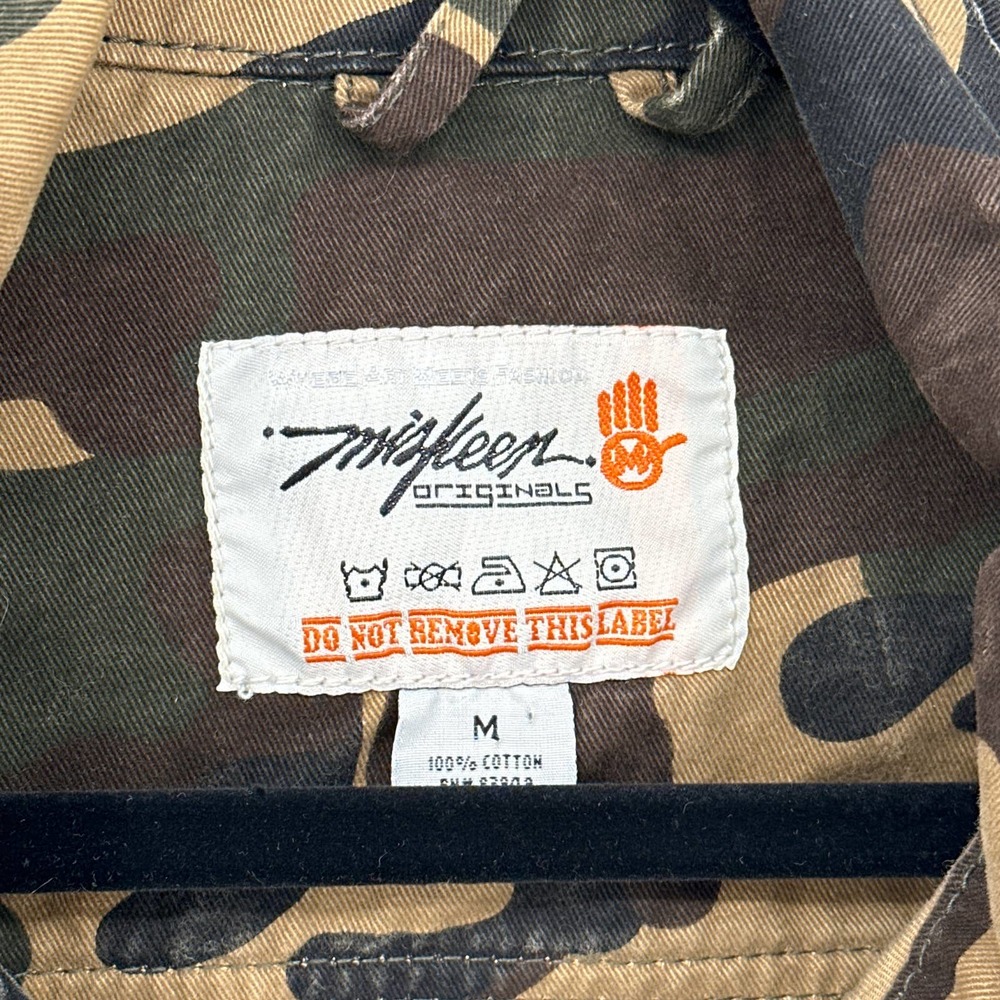 Miskeen Vest Camouflage Sleeveless Collared Multi Pockets Button Down Green M - Picture 3 of 6